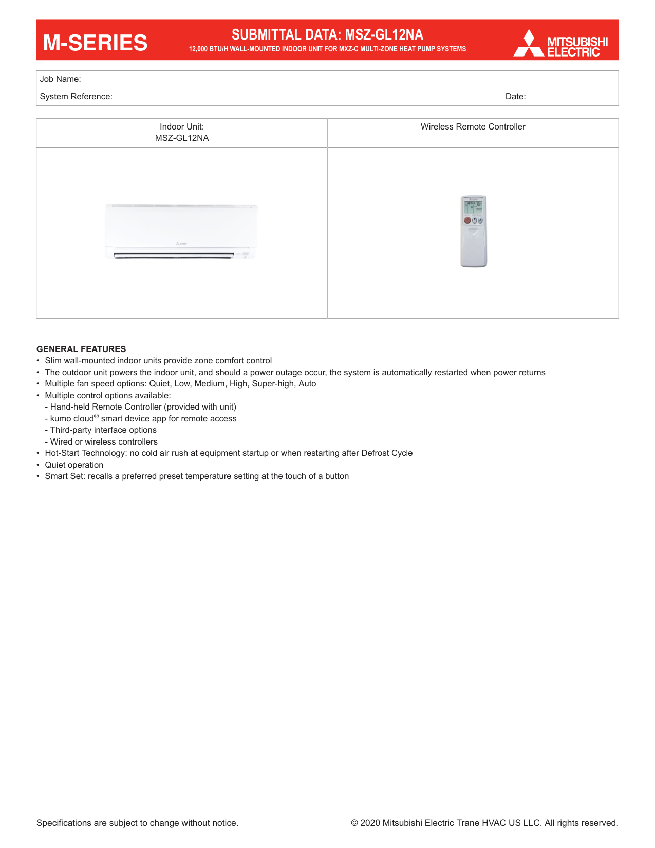 Mitsubishi MSZ-GL12NA Wall-Mounted Air Conditioner manual