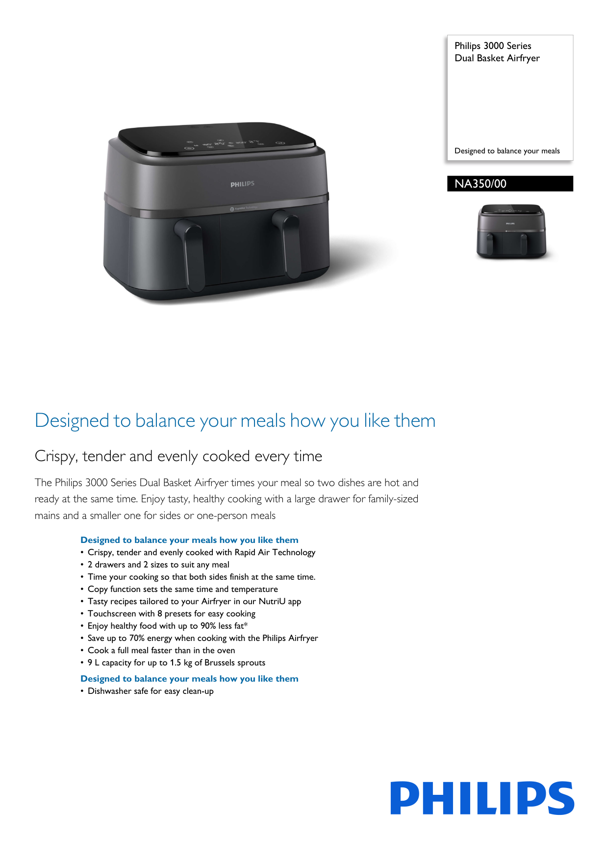 Philips Na150 00 Double Air Fryer