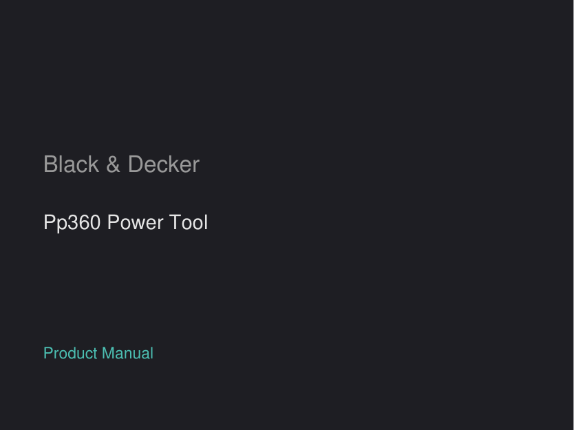 Black & Decker Pp360 Power Tool manual