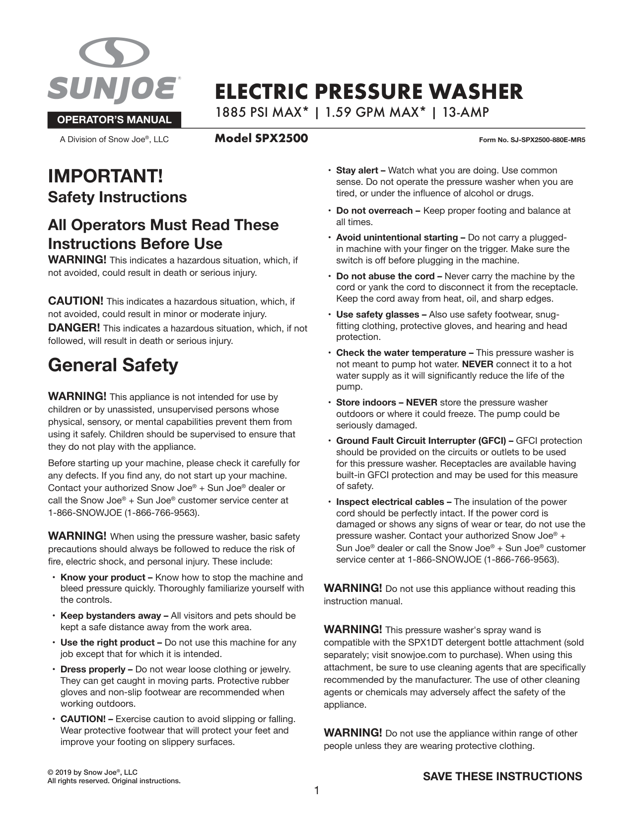 Greenworks 2000 PSI Pressure Washer manual