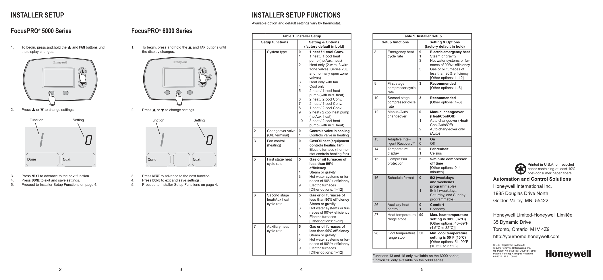 Manual page 2 — Honeywell error AC LED On, DC LED On