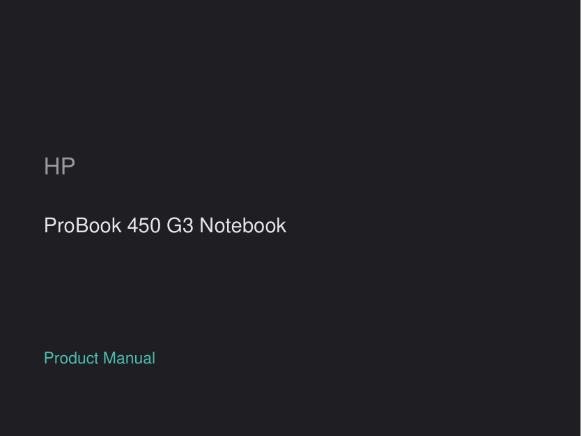 HP ProBook 450 G3 Notebook manual