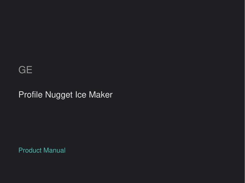 GE Profile Nugget Ice Maker manual