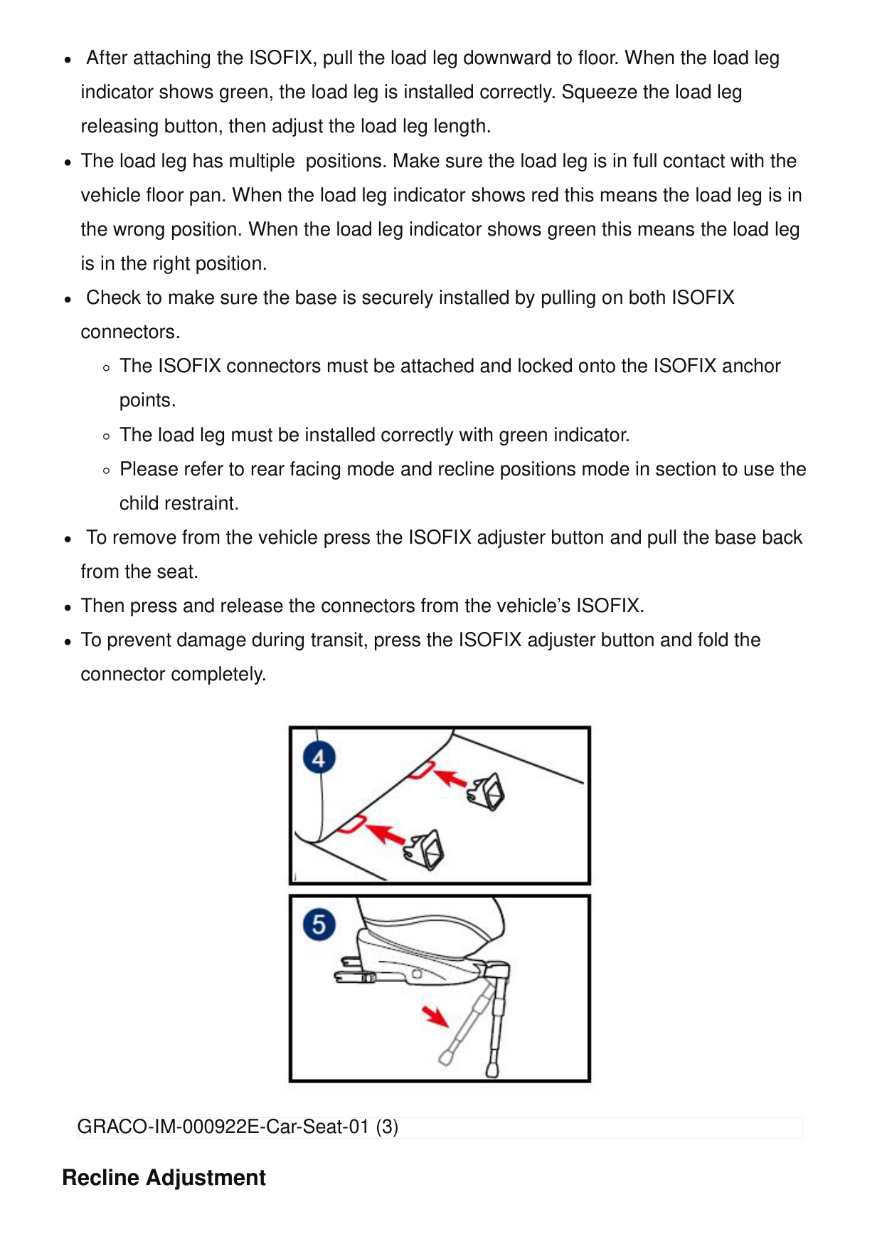 Manual page 9 — Graco error Load Leg Indicator - Green