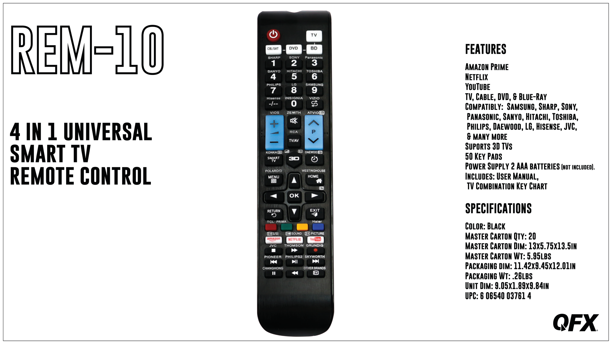Qfx Qfx Rem 10 Universal 4 IN Smart TV Remote Instructions