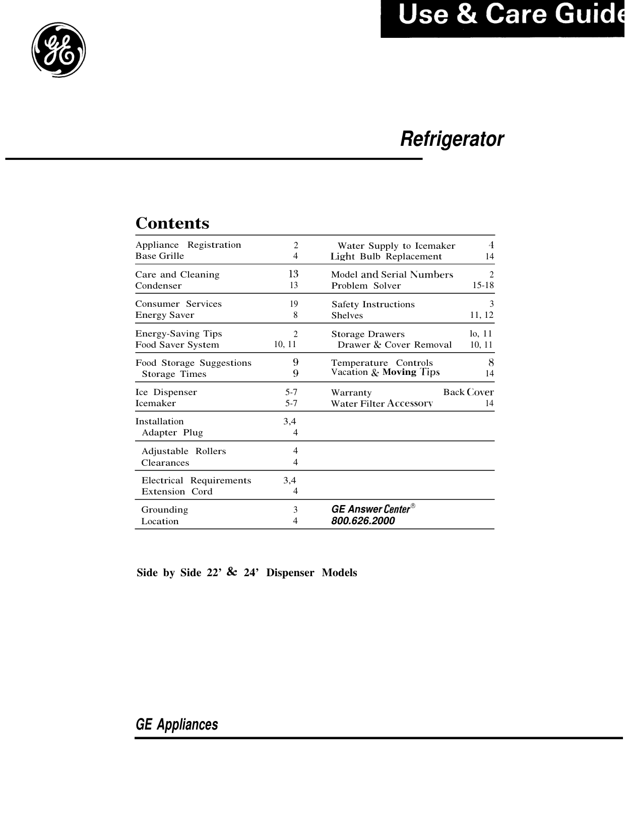 GE Refrigerator Water Filter manual