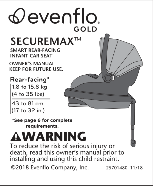 Evenflo Safemax Infant Car Seat manual