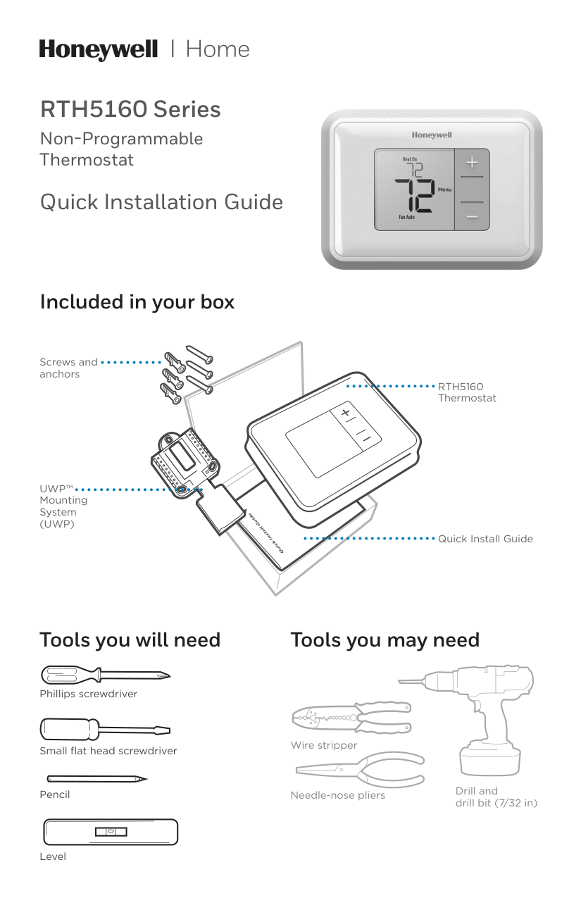 Honeywell Set Temp RTH5160 Thermostat manual