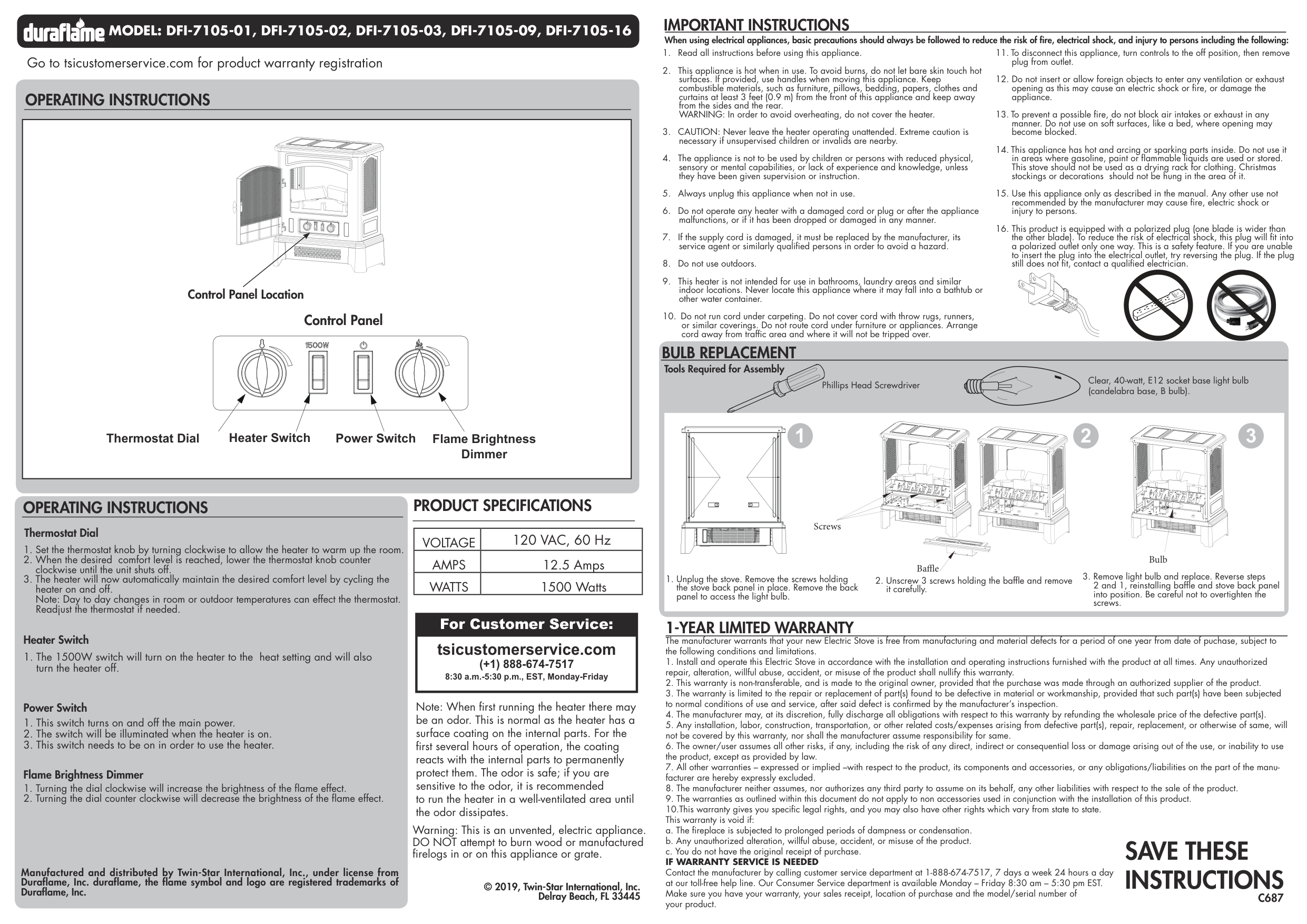 Duraflame Space Heater with Flame Effect manual