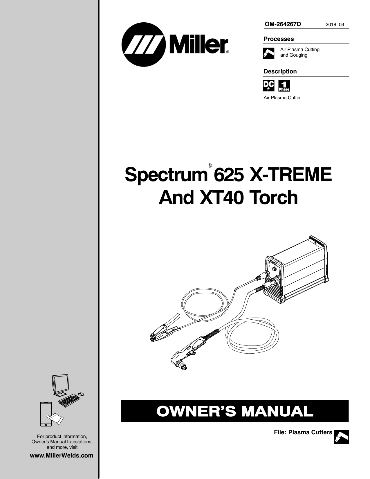 Miller Spectrum 625 Plasma Cutter manual