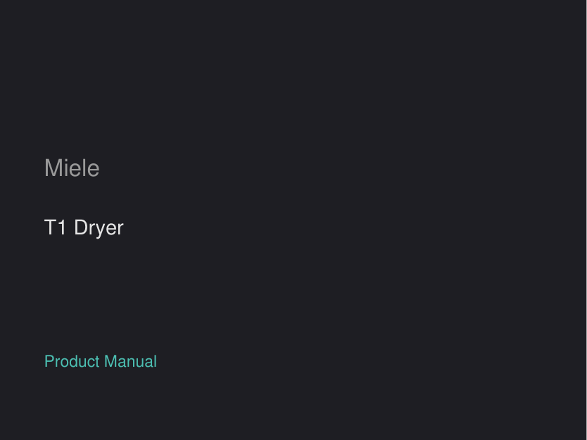 Miele T1 Tumble Dryer manual