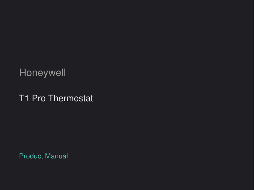 Honeywell T1 Pro Thermostat manual