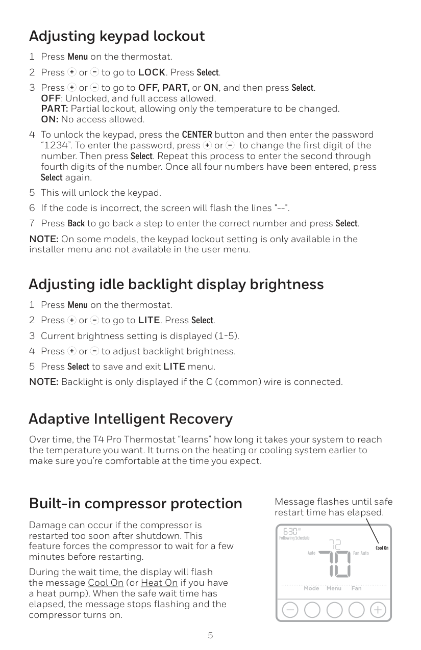 Manual page 5 — Honeywell error --