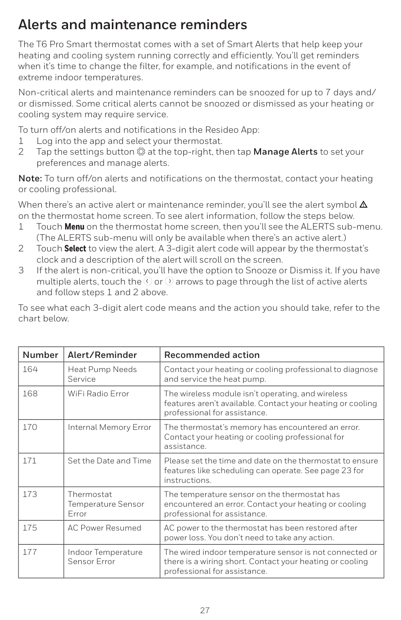 Manual page 27 — Honeywell error 175