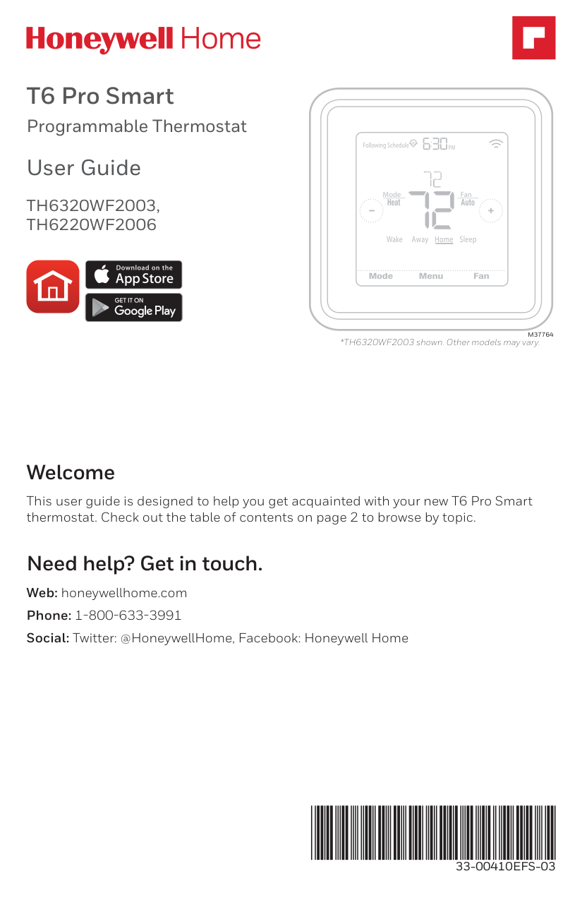 Honeywell T6 Thermostat manual
