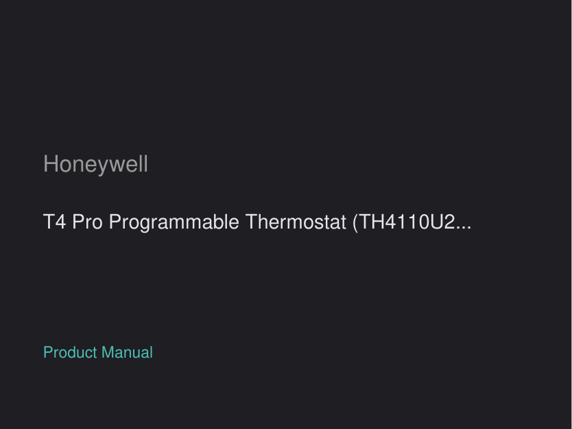 Honeywell T4 Pro Programmable Thermostat (TH4110U2005/U) manual