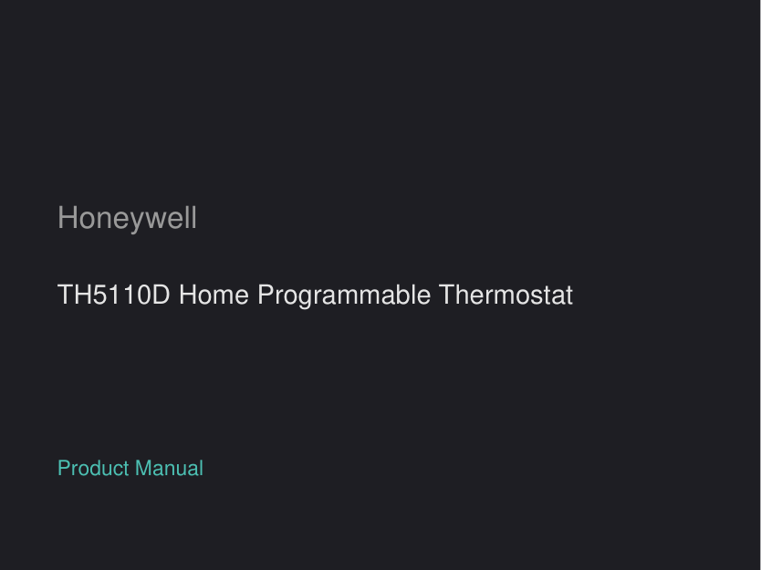 Honeywell TH5110D Home Programmable Thermostat manual