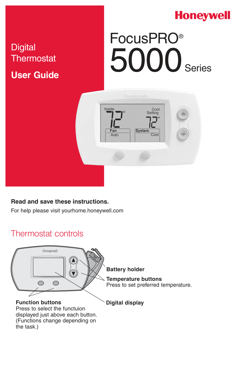 Honeywell TH5220D1029 Thermostat manual