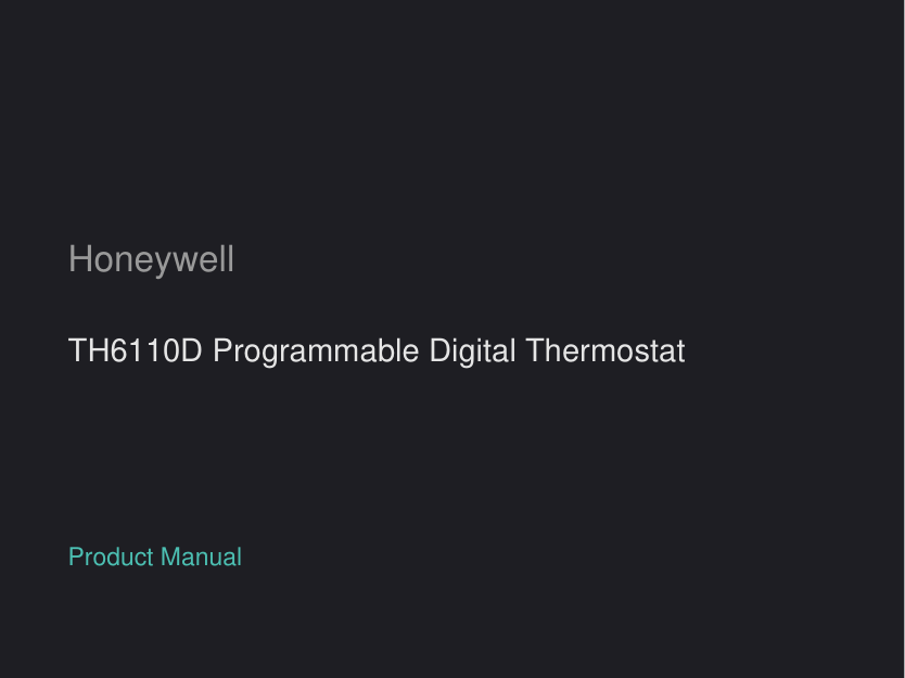Honeywell TH6110D Programmable Digital Thermostat manual