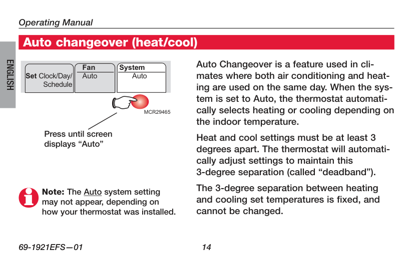 Manual page 16 — Honeywell error In Recovery