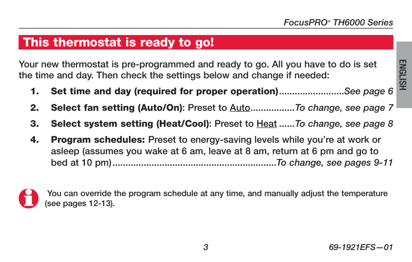 Manual page 5 — Honeywell error Replace Battery
