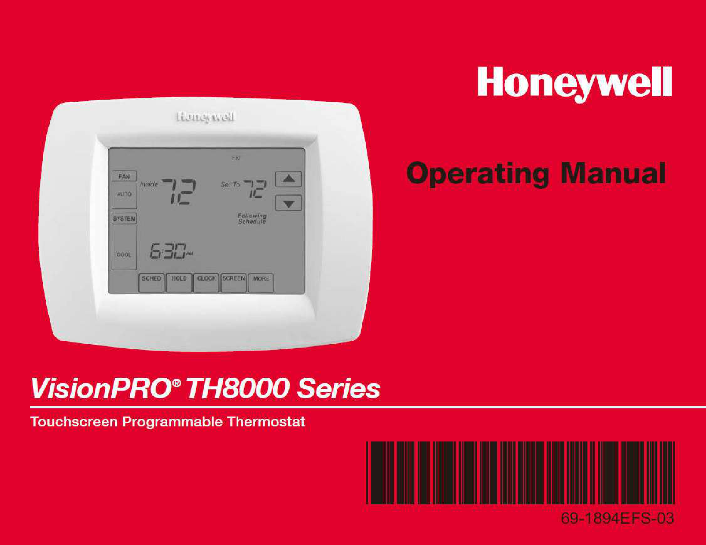 Honeywell Th8320U1008 Thermostat manual