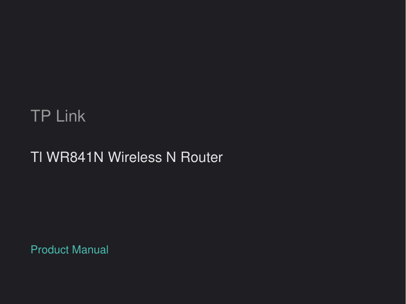 TP Link Tl WR841N Wireless N Router
