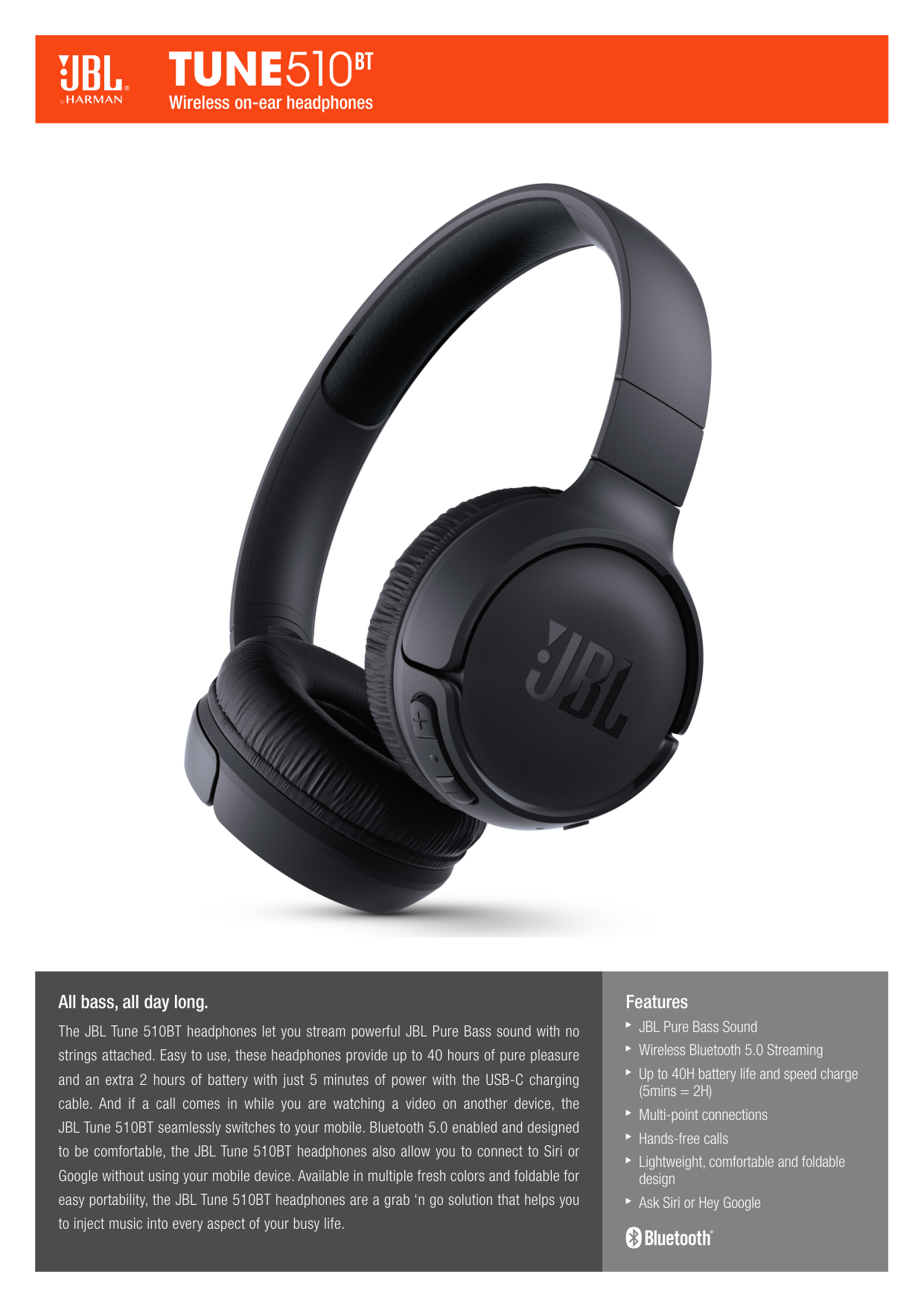 Jbl Tune 510bt Wireless ON Ear Headphones