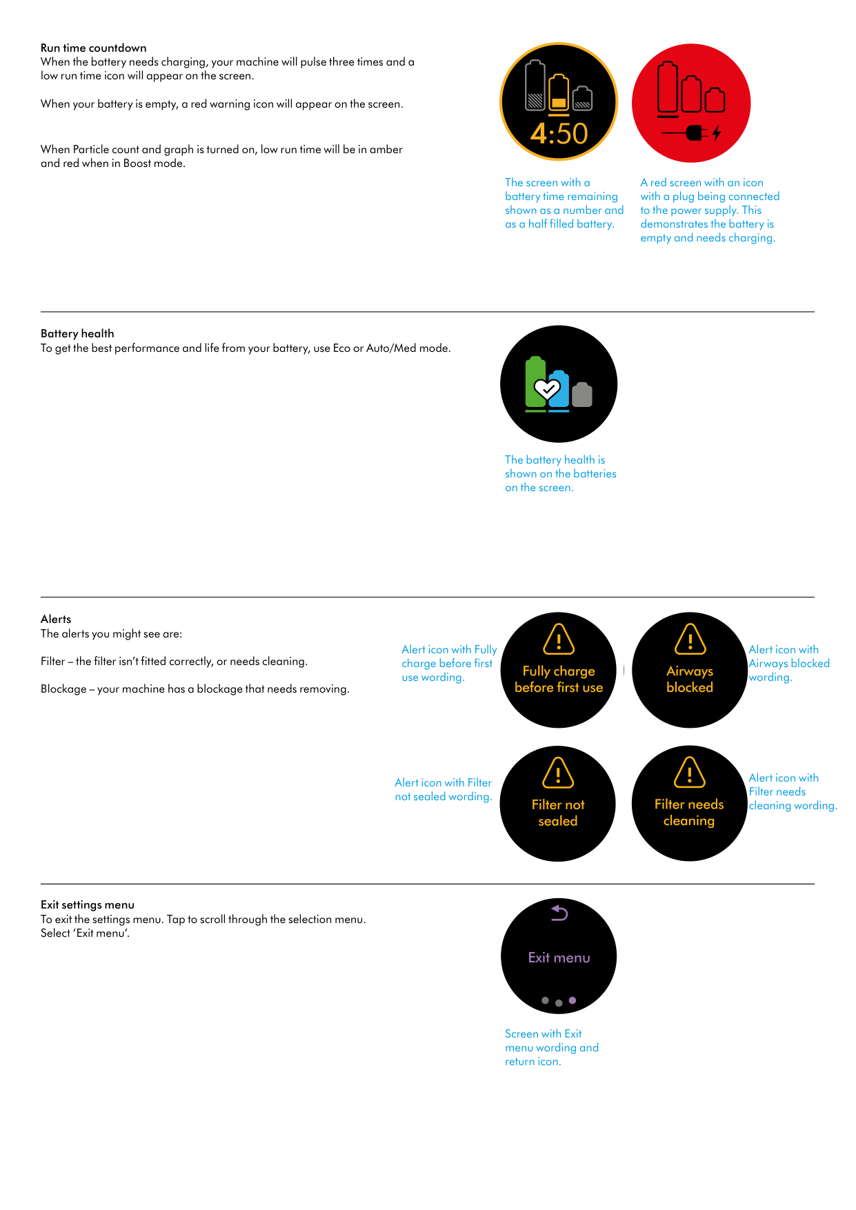 Manual page 5 — Dyson error Filter alert icon