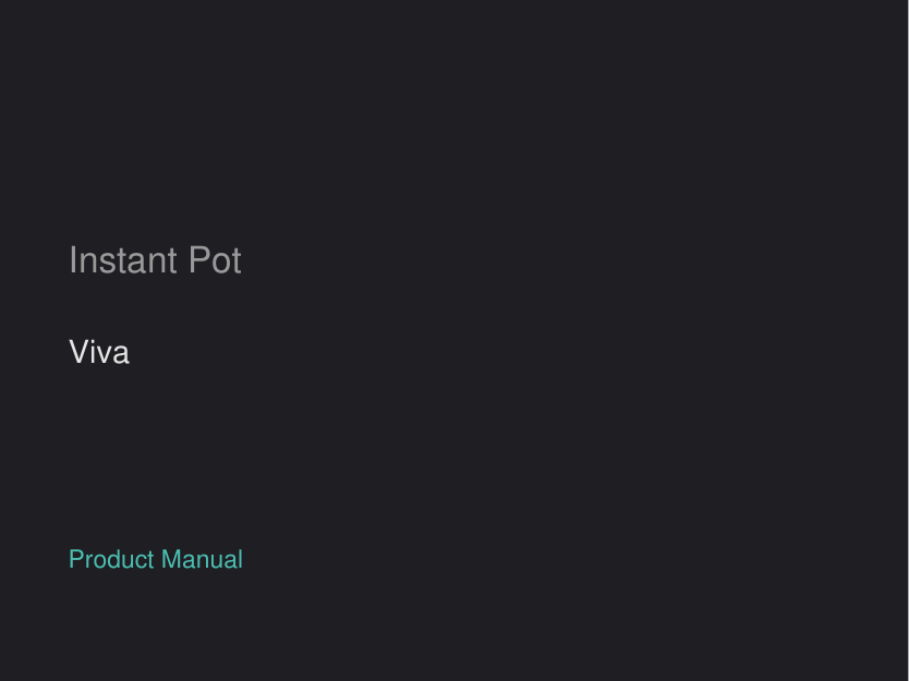 Instant Pot Viva Multi-Cooker manual