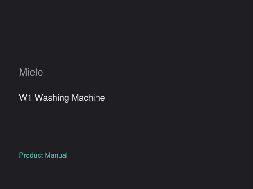 Miele W1 Washing Machine manual