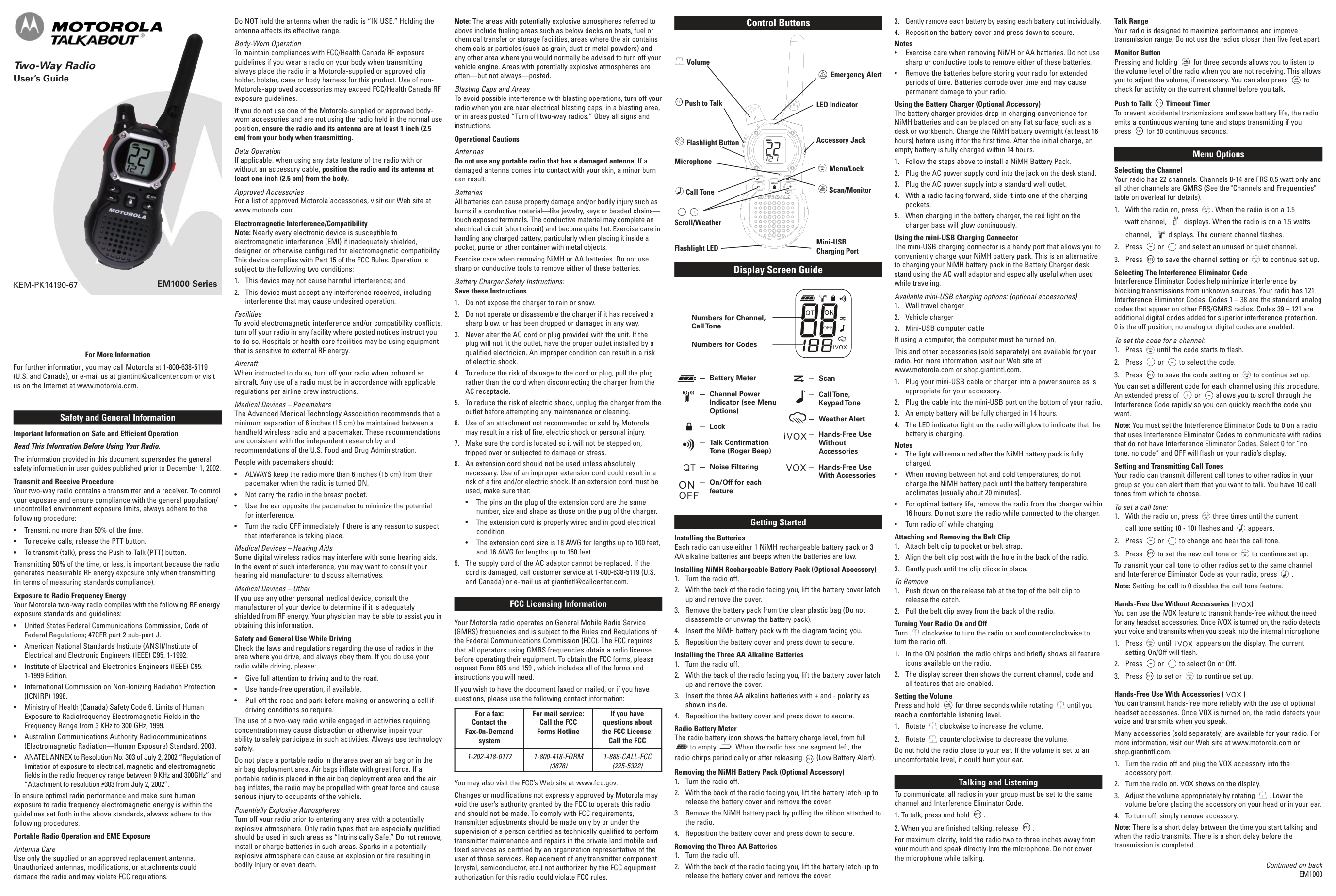 Manual page 1 — Retevis error Low Battery Indicator