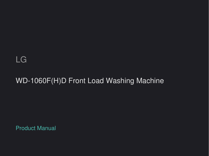 LG WD-1060F(H)D Front Load Washing Machine manual