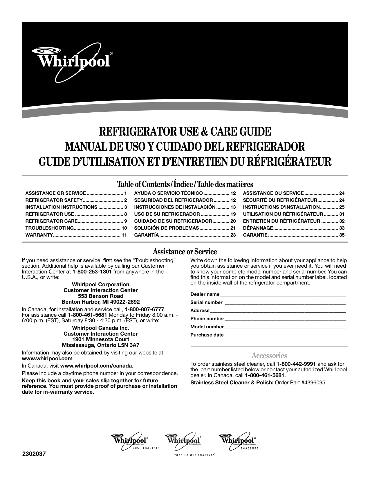 Whirlpool Refrigerator (Owners-Manual-230203)