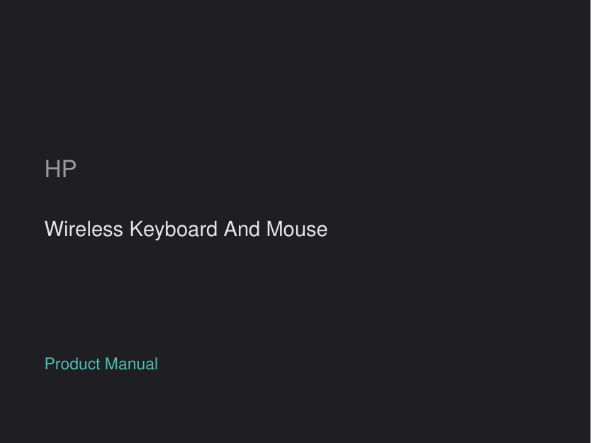HP Wireless Keyboard And Mouse manual