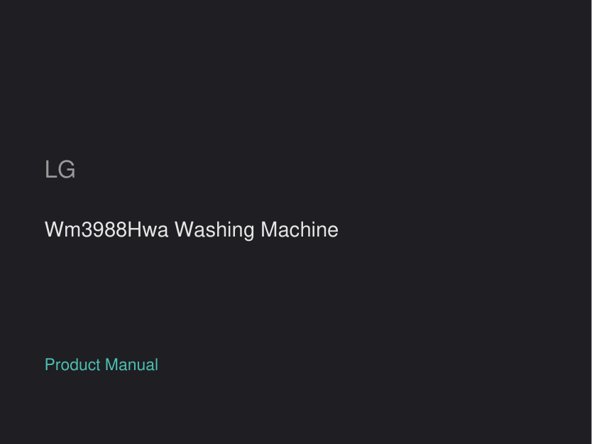 LG AI Inverter Direct Drive WM3988HWA Washing Machine manual